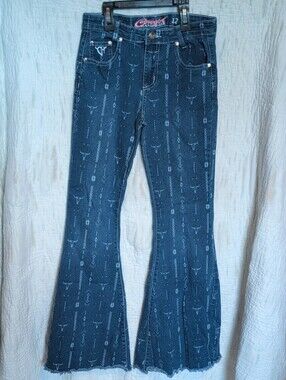 Cowgirl Hardware Jeans with Southwestern Print - Dark Indigo